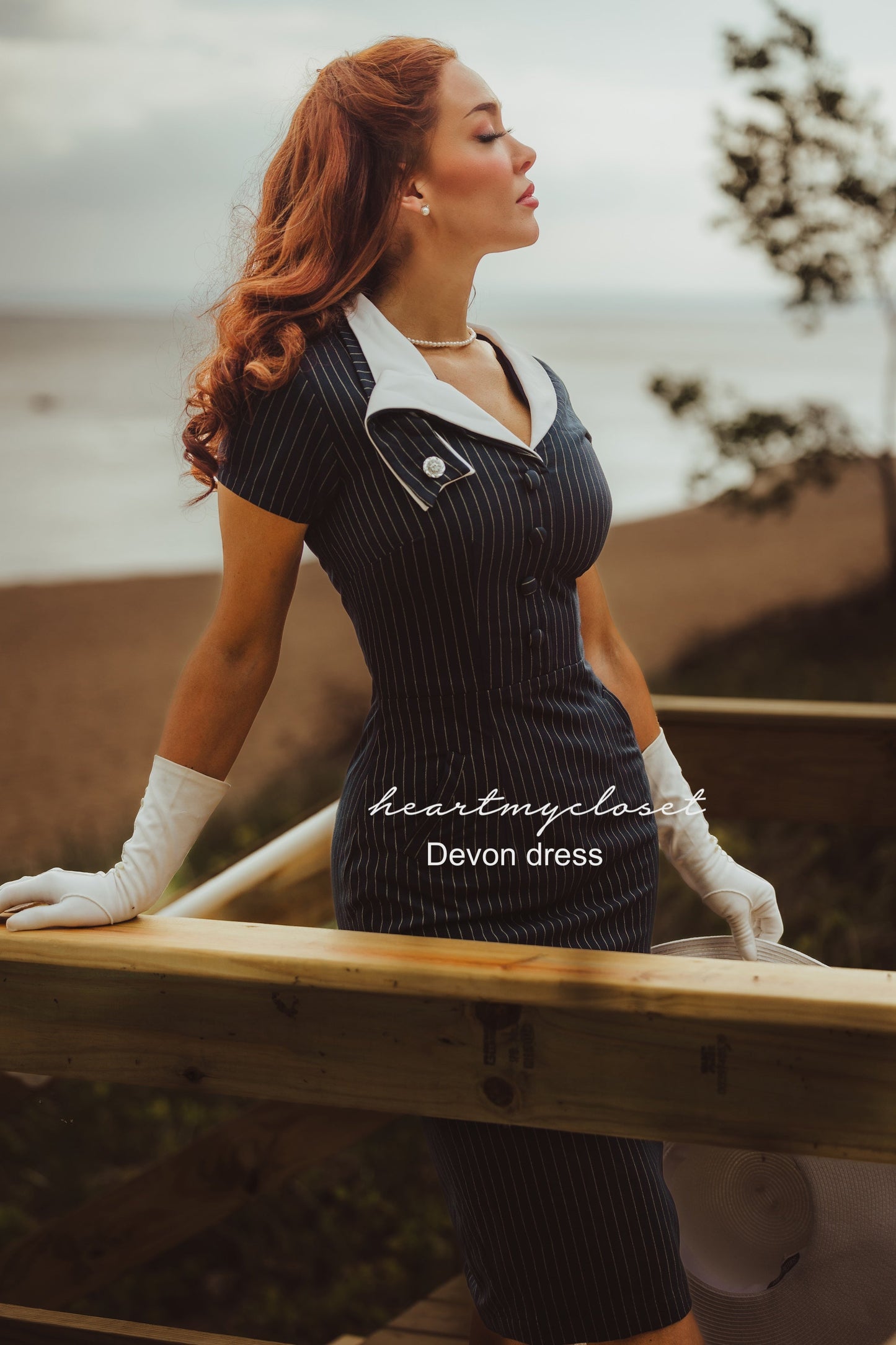 pinstripe DEVON - retro vintage dress pencil