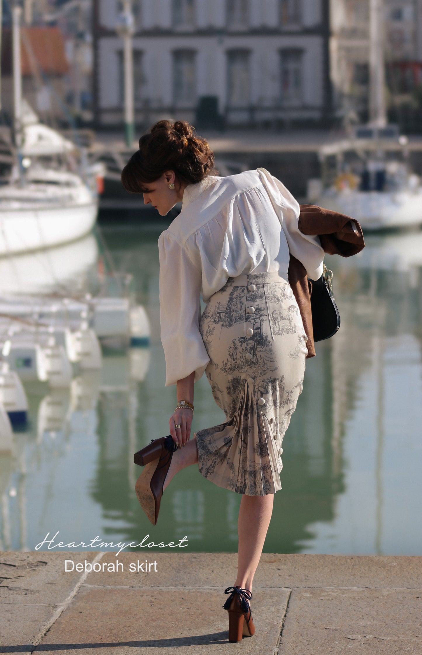 Deborah skirt toile de jouy - pencil skirt with pleats