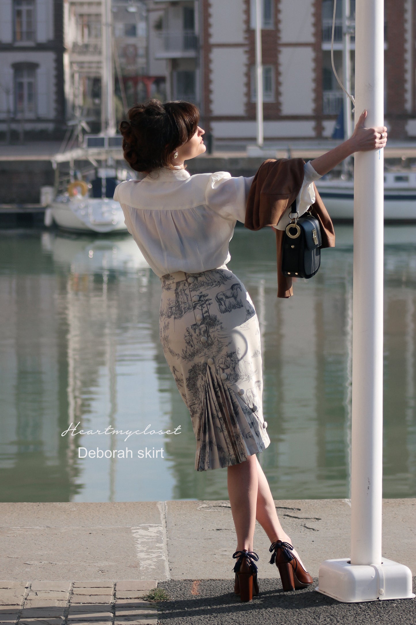 Deborah skirt toile de jouy - pencil skirt with pleats