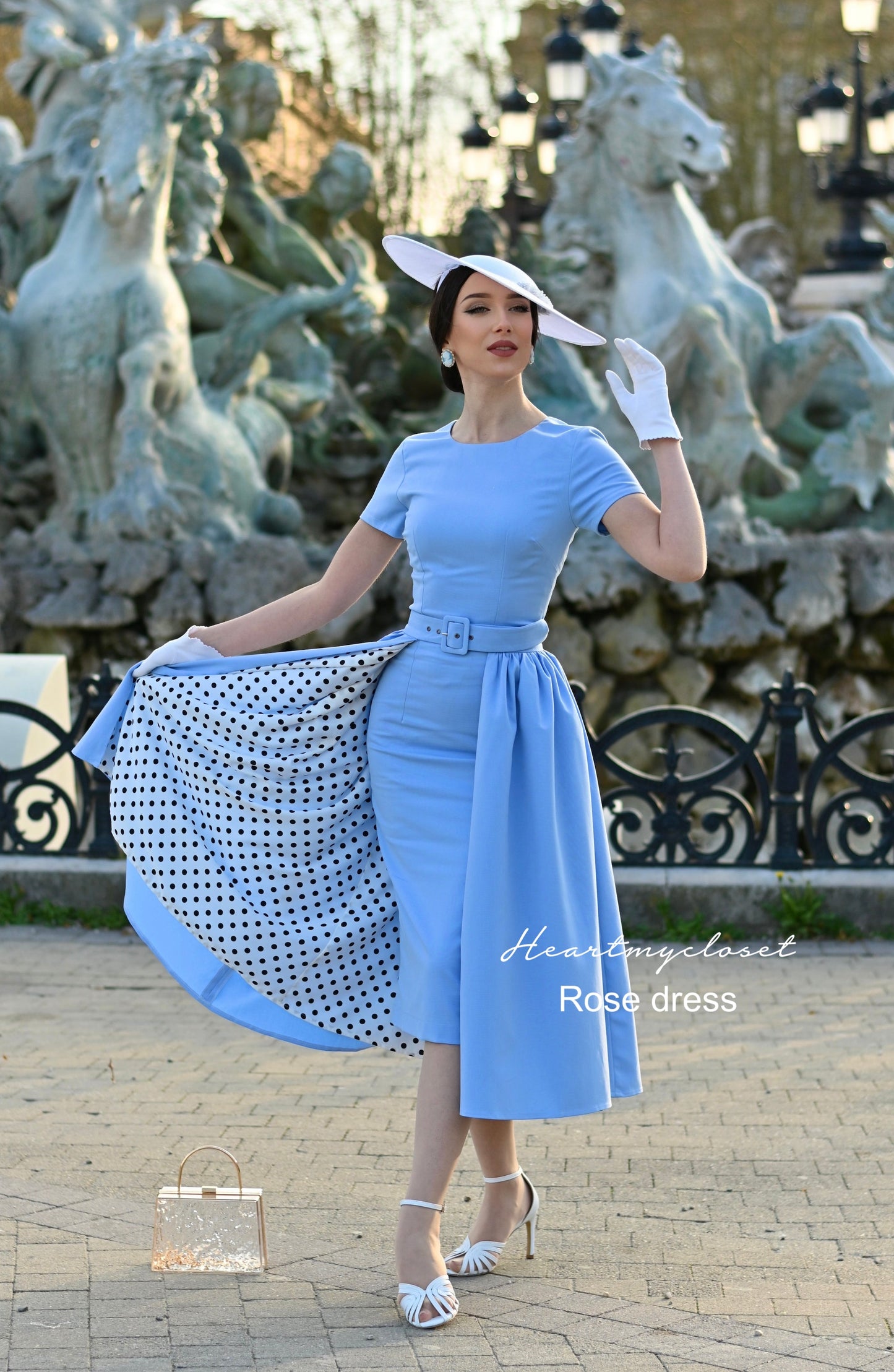 polkadot ROSE pencil dress + removable skirt wrap