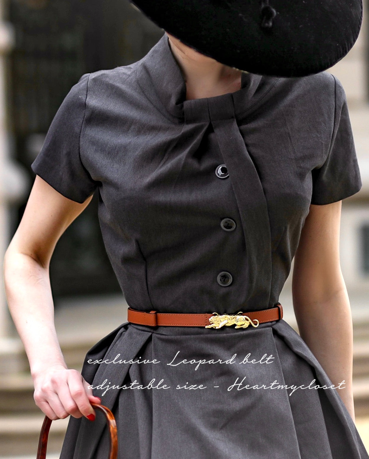 Leopard adjustable leather belt