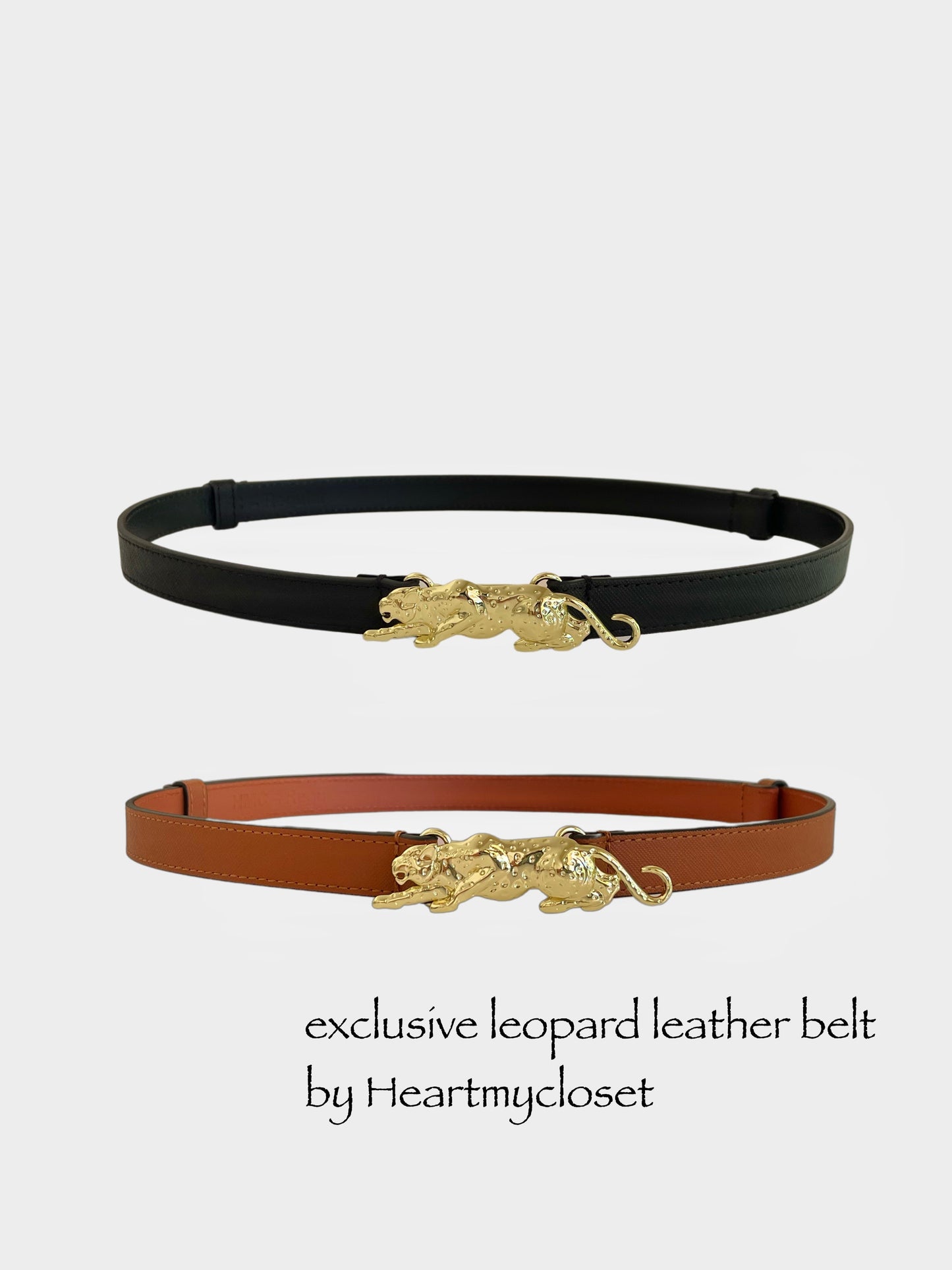 Leopard adjustable leather belt