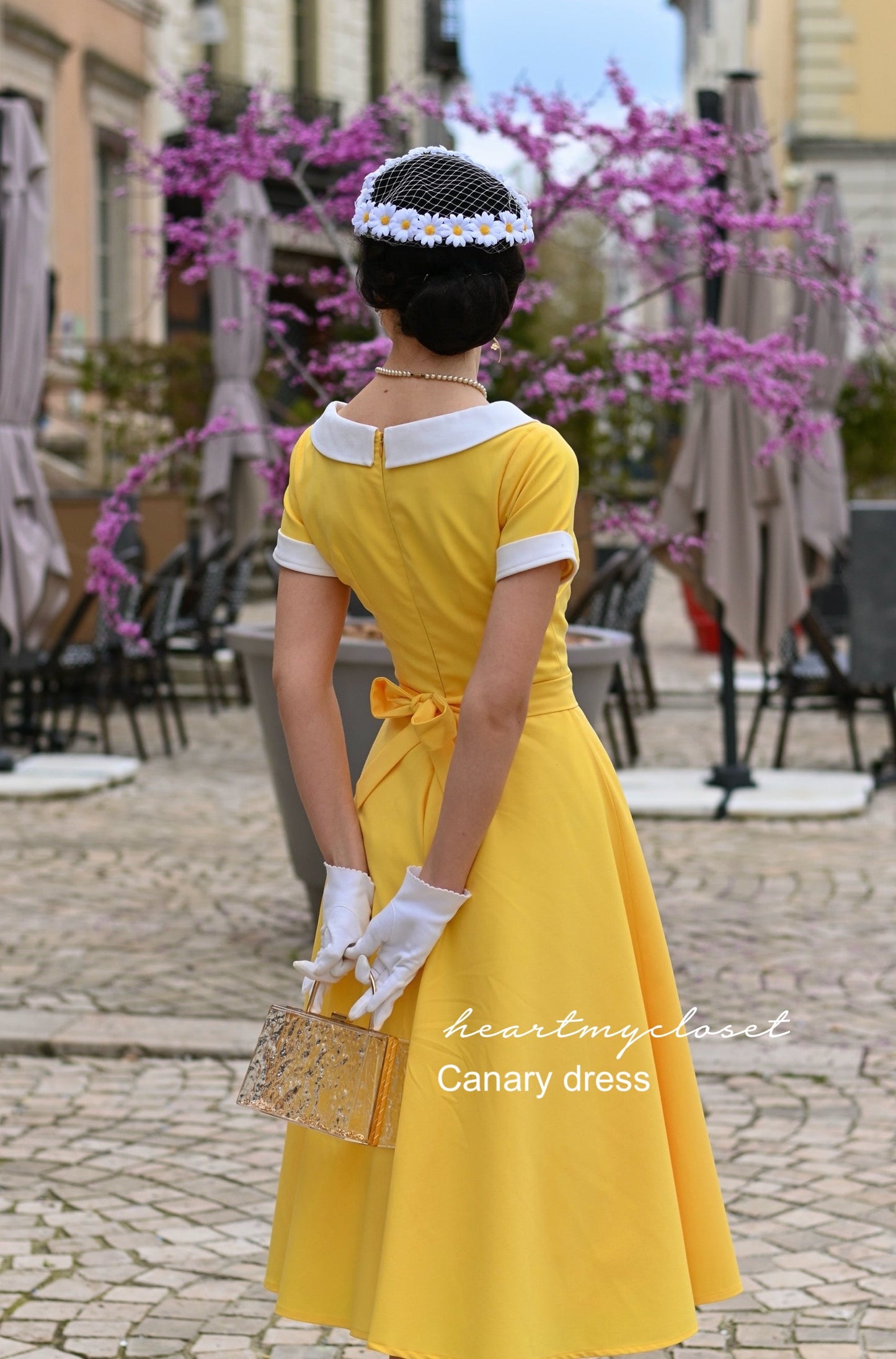 Canary yellow swing dress 1950s inspired