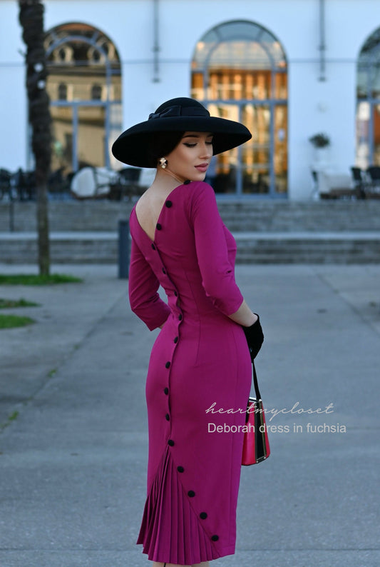 Deborah - pleated back pencil dress