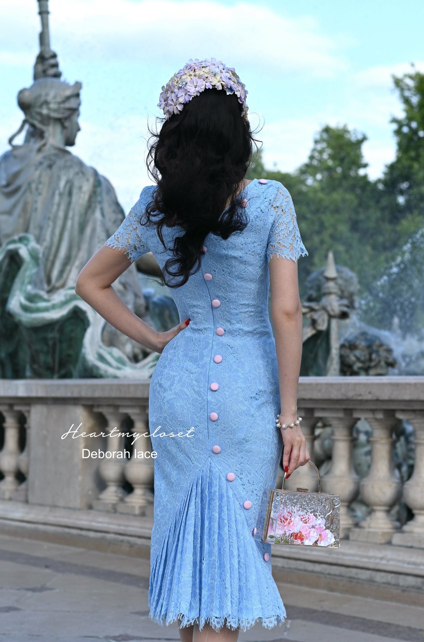 Lace Deborah - pleated back pencil dress 1950s inspired