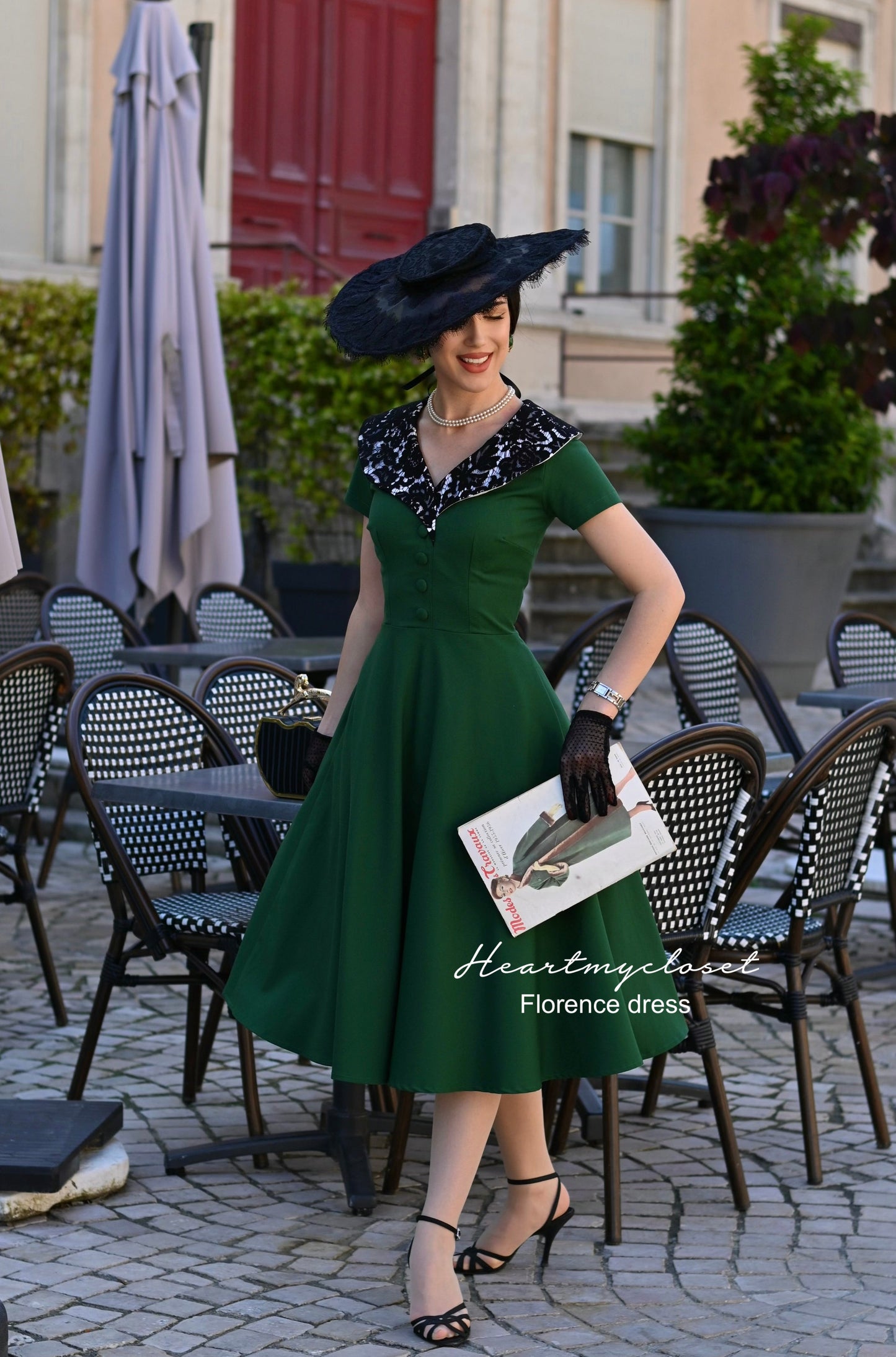 Florence - lace collar swing dress 1950s inspired