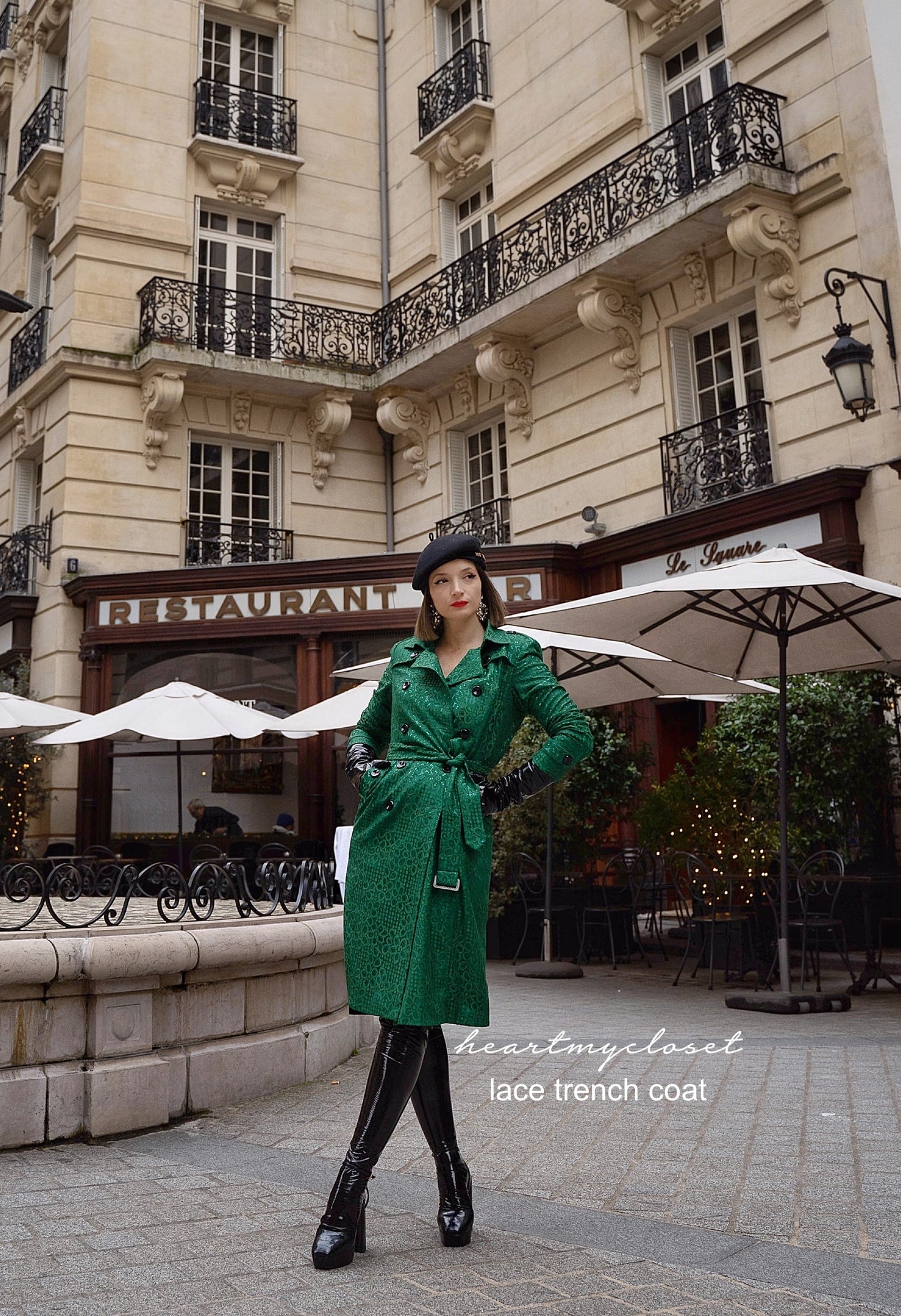 Lace trench - lace trench coat with satin lining