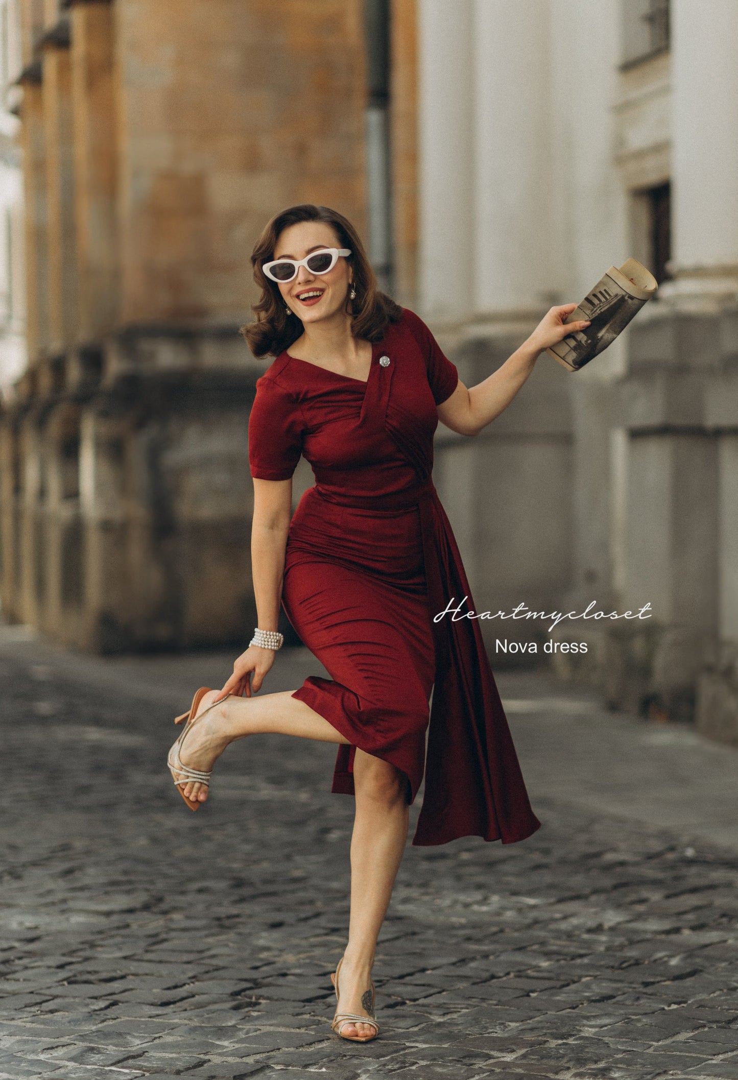Nova - 1950s pleated drape vintage dress