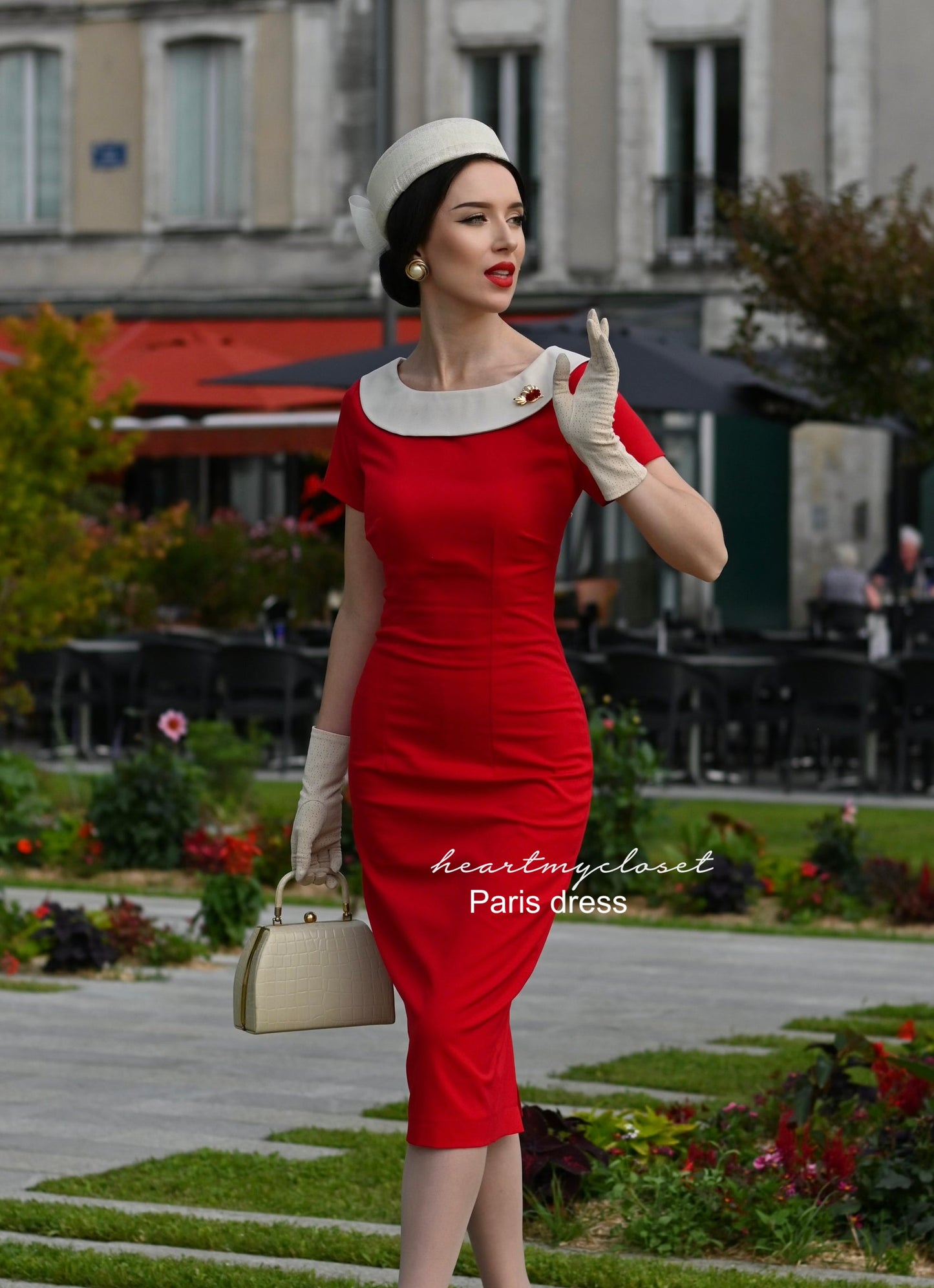 Paris - retro vintage pencil dress bow back