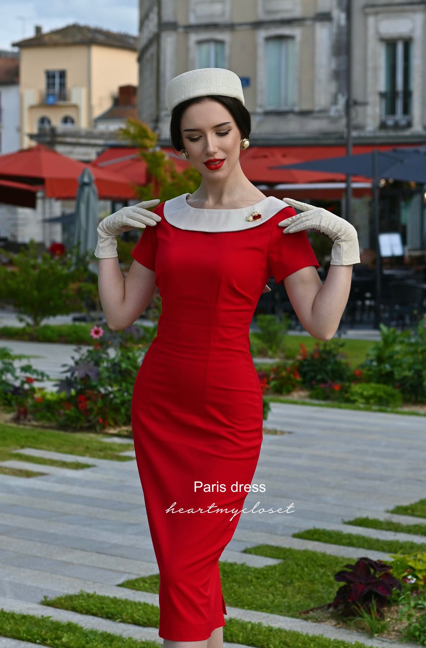 Paris - retro vintage pencil dress bow back