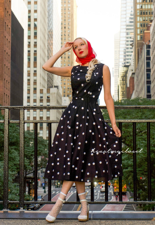 Polkadot swing dress 1950s inspired - custom all sizes