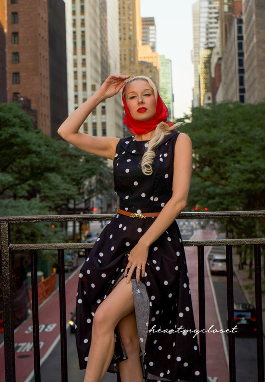 Polkadot swing dress 1950s inspired - custom all sizes