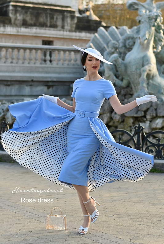 polkadot ROSE pencil dress + removable skirt wrap
