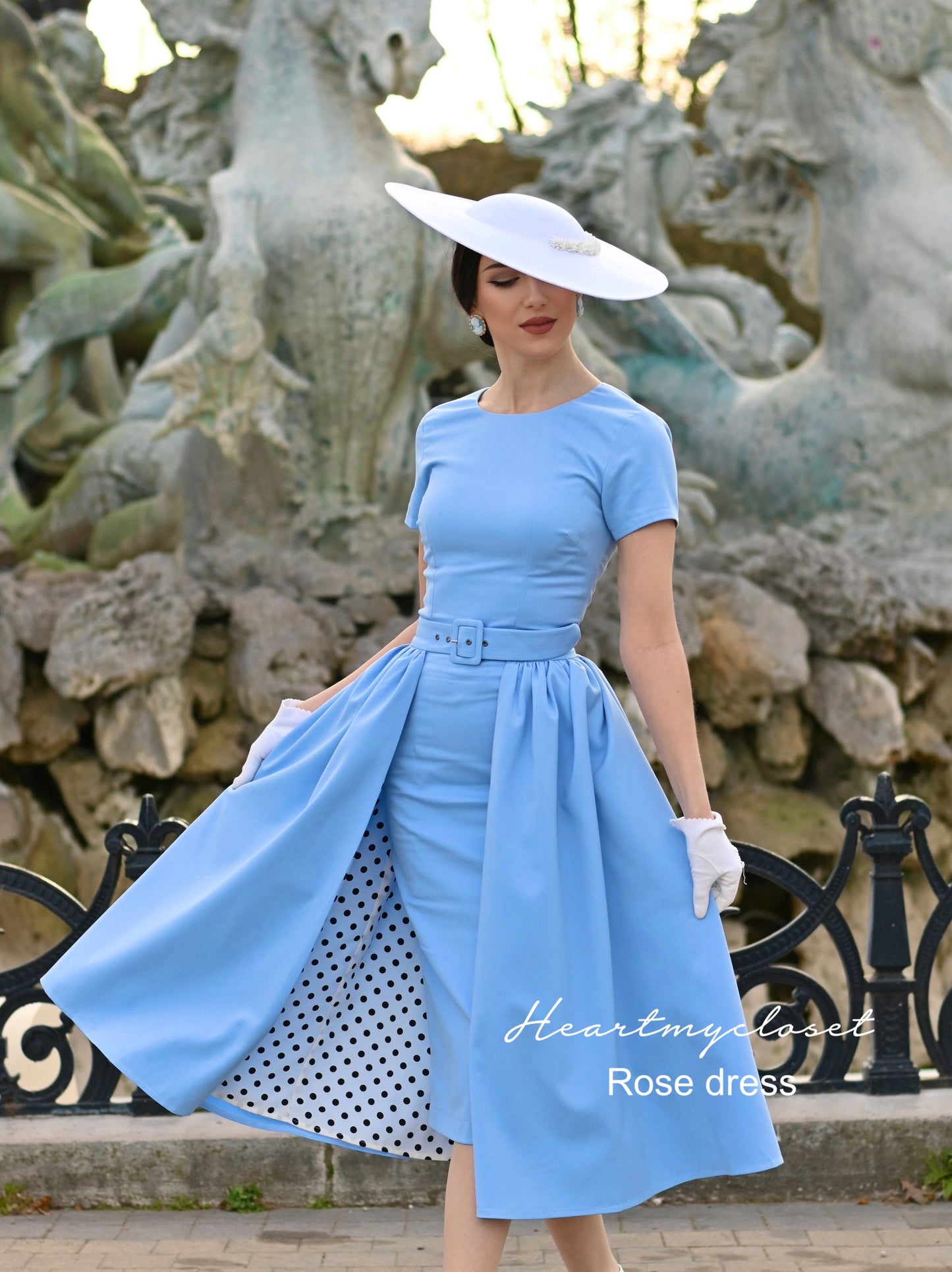 polkadot ROSE pencil dress + removable skirt wrap