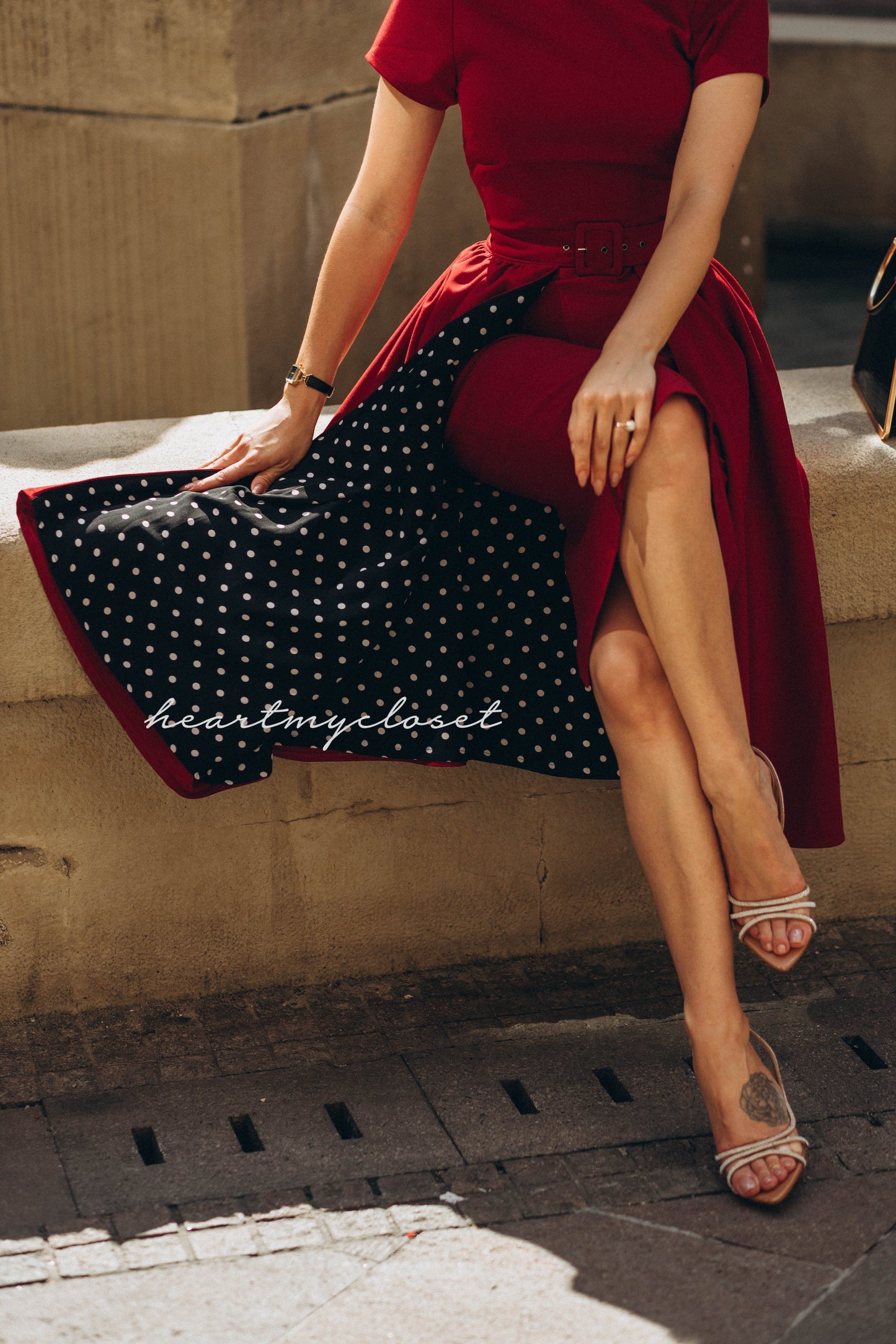 polkadot ROSE pencil dress + removable skirt wrap