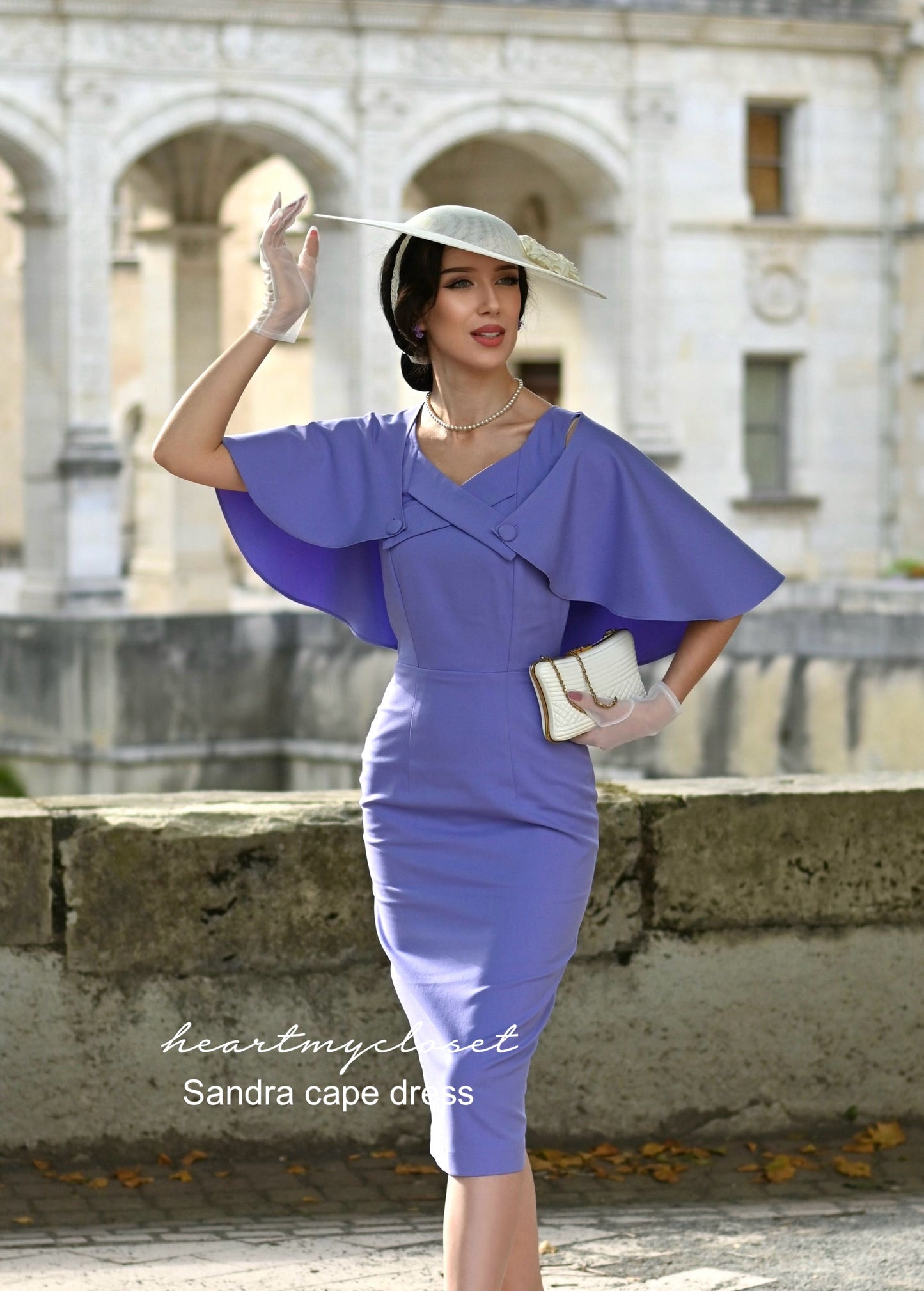 Sandra - 1950s pencil dress with matching cape