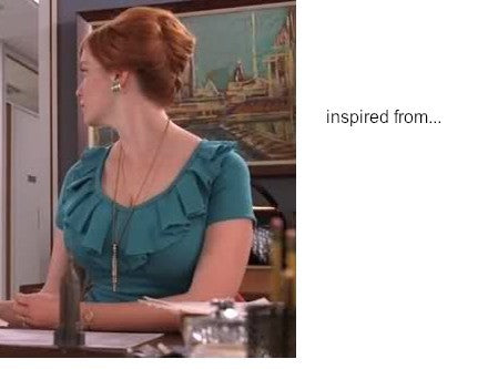 Ivana - Joan Holloway  pleated collar vintage pencil dress