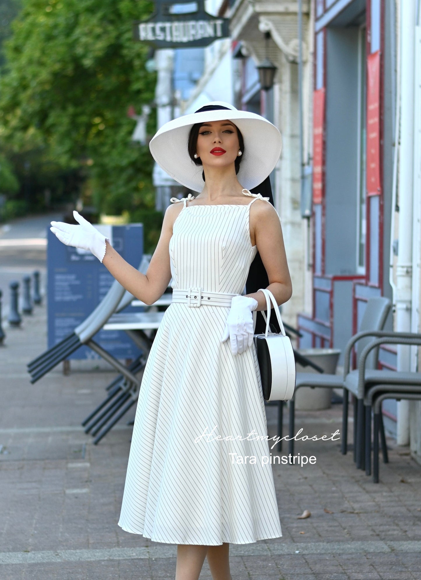 Tara pinstripe - vintage inspired swing dress 1950s