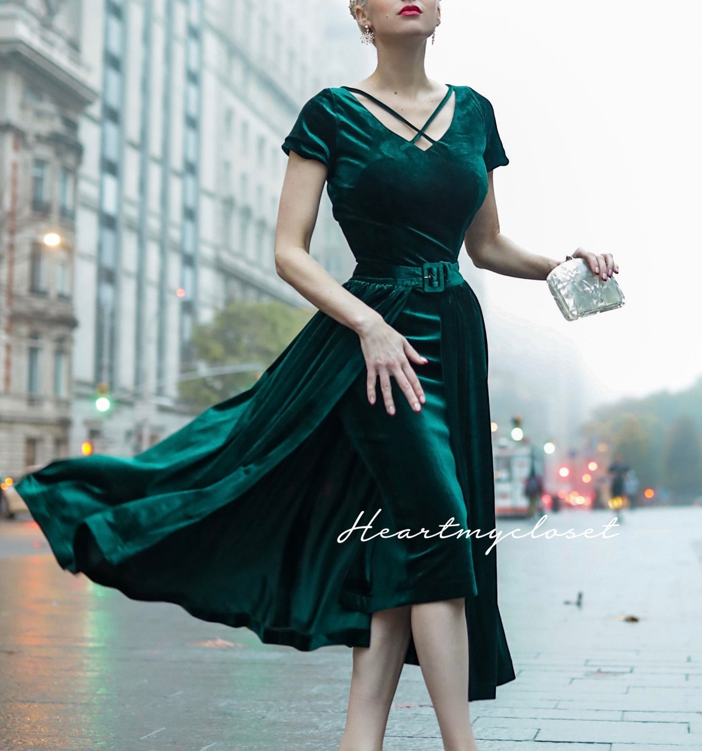 Vivien velvet pencil dress + removable skirt wrap